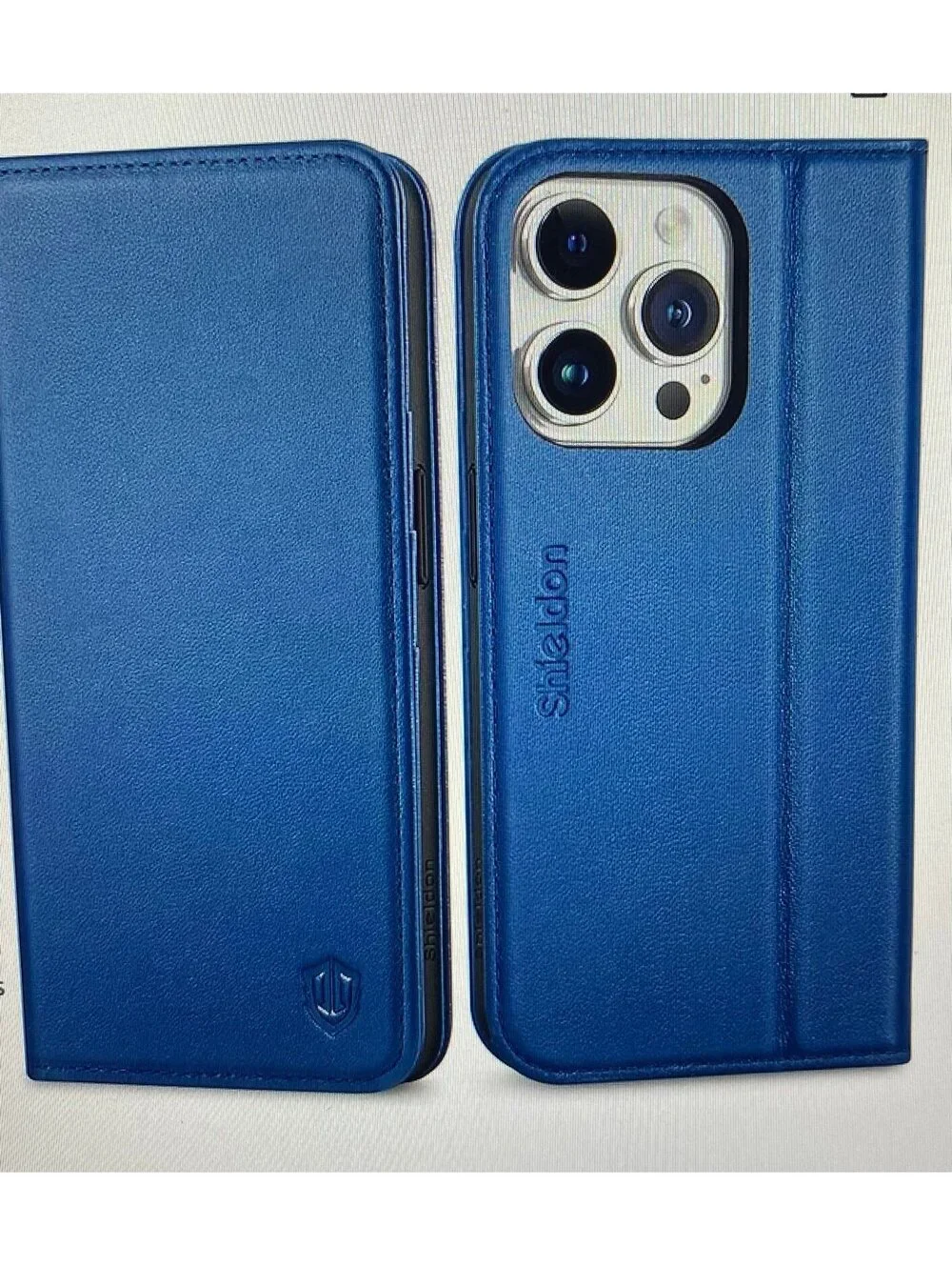 Shieldon Leather Wallet Case for iPhone 15 Pro 6.1” Royal Blue